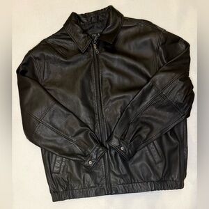 Jos A Bank Genuine Black Leather Full Zip Jacket XL